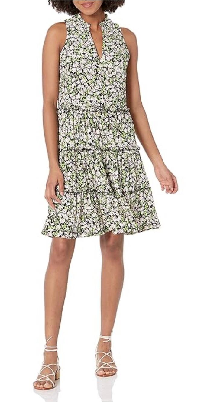 Tommy Hilfiger Floral Multi-Color Tiered Shift Dress Size 6 Womens Sleeveless - Picture 1 of 13